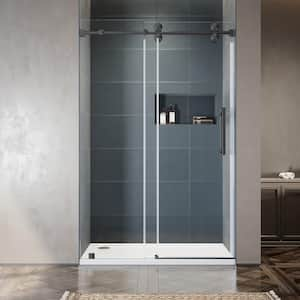 UKS04 50 to 55 in. W x 76 in. H Sliding Frameless Shower Door in Space Gray, EnduroShield 3/8 in. SGCC Clear Glass