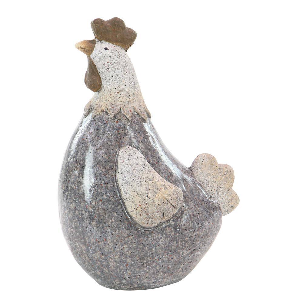 Gray Polystone 13" Indoor Outdoor Rooster Garden Sculpture