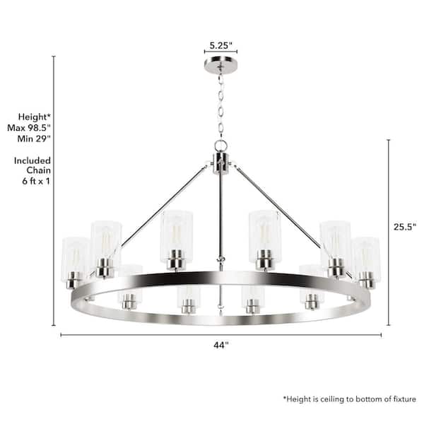 Hunter Hartland 12-Light Brushed Nickel Transitional Led Chandelier
