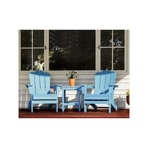 Classic Folding HDPE Plastic Adirondack Chair in Light Blue