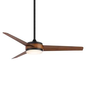 Mod 54 in. 3000K Integrated LED Indoor/Outdoor Matte Black Distressed Koa Ceiling Fan with Light Kit and Remote