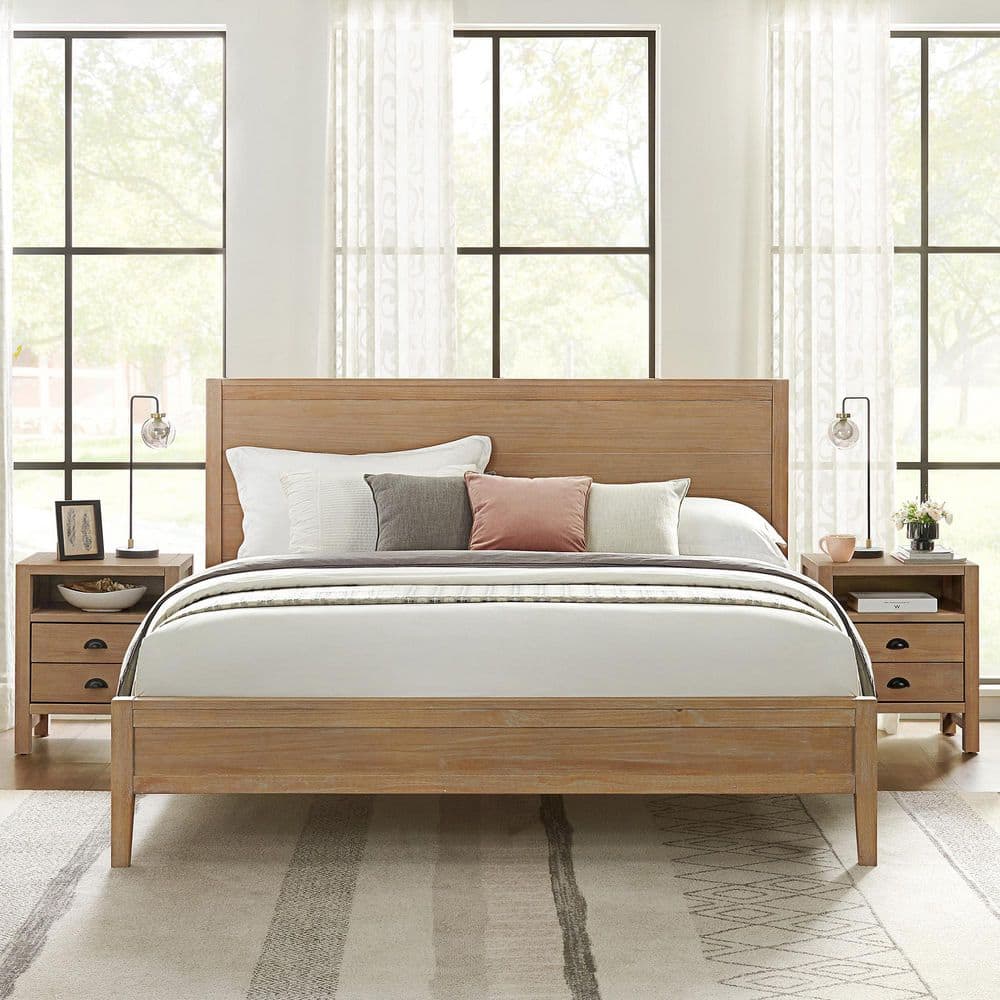 Alaterre Furniture Arden Panel Wood King Bed in Light Alaterre Furniture Arden Panel Wood King Bed in Light