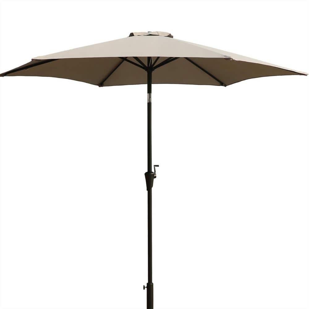 9 ft. Outdoor Aluminum Patio Umbrella Market Umbrella with Carry Bag in Gra