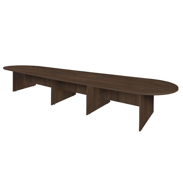 Legacy 216 in Neo Walnut Racetrack Laminate Conference Table Desk with 2 Charging Ports