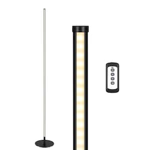 57.5 in. Black Minimalist Standard 1-Light Smart Dimmable Swing Arm Floor Lamp for Living Room with Remote