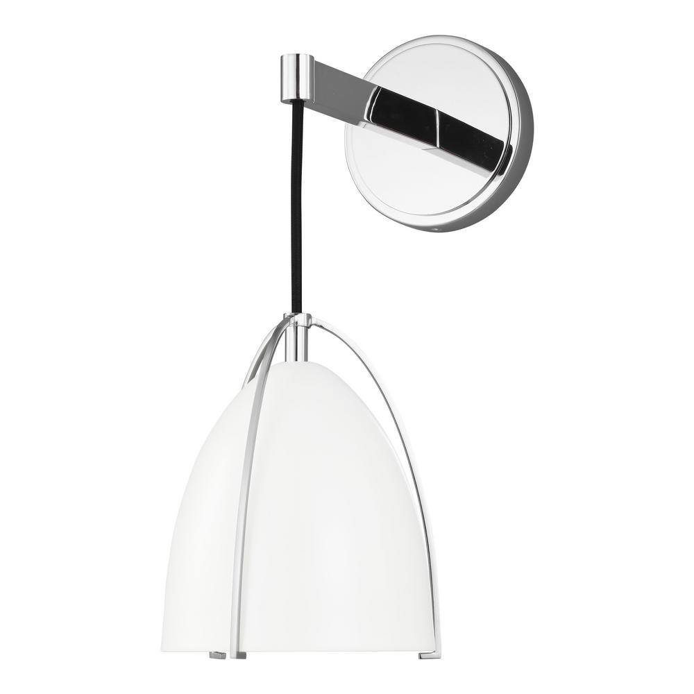 Chrome and Matte White Steel Single Bath Sconce
