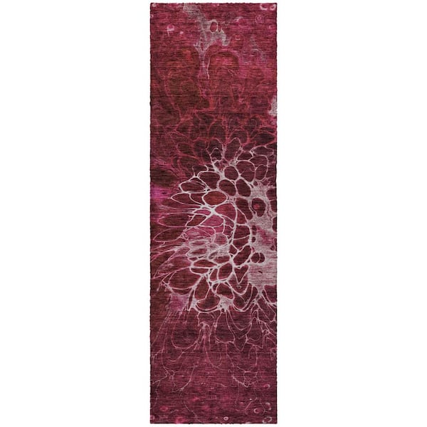 Dream Shag Premium Machine Washable Abstract ADS652 Merlot 2 ft. x 7 ft. Runner Rug