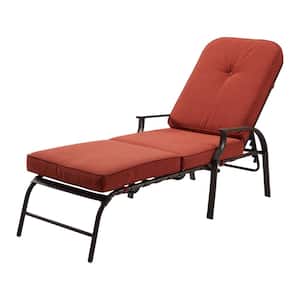 Suncrown Adjustable Black Metal Outdoor Recliner with Red Cushions  HD-F08B813 - The Home Depot