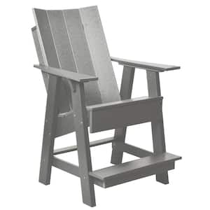 Contemporary Light Gray Plastic Outdoor High Adirondack Chair