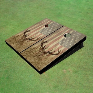 American Flag With Deer Cornhole Board