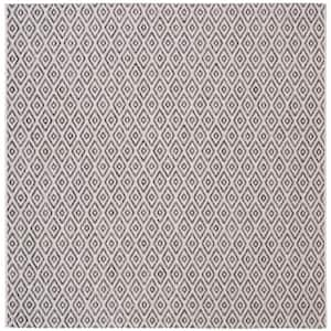 Courtyard Beige/Black 7 ft. x 7 ft. Square Geometric Indoor/Outdoor Patio  Area Rug