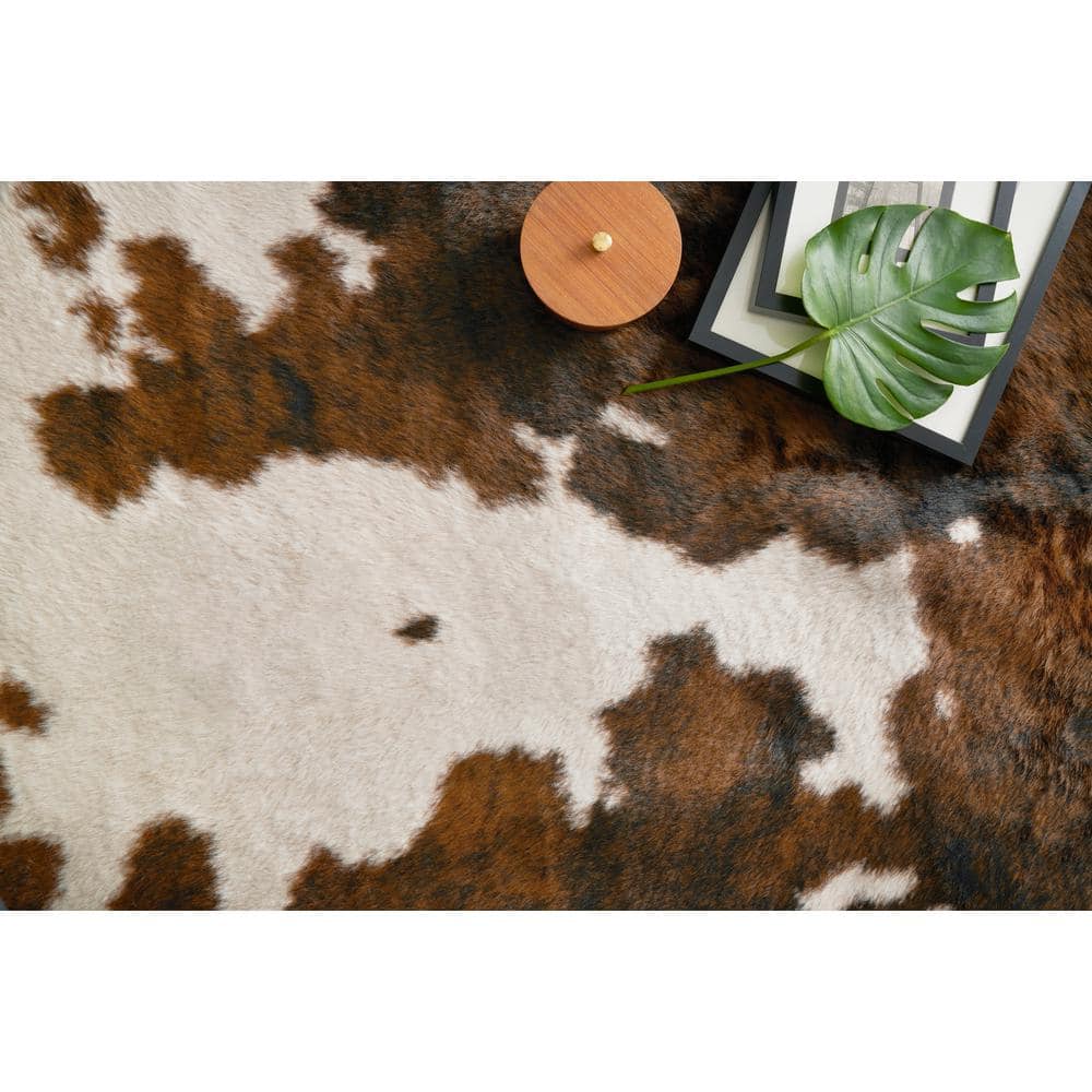 Grand Canyon Faux Cowhide Beige and Brown Area Rug