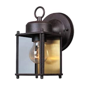 Preston 8 in. Rustic Patina 1-Light Outdoor Line Voltage Porch Lamp with No Bulb Included