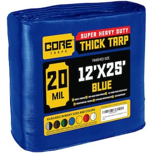 12 ft. x 25 ft. Blue 20 Mil Heavy Duty Polyethylene Tarp, Waterproof, UV Resistant, Rip and Tear Proof
