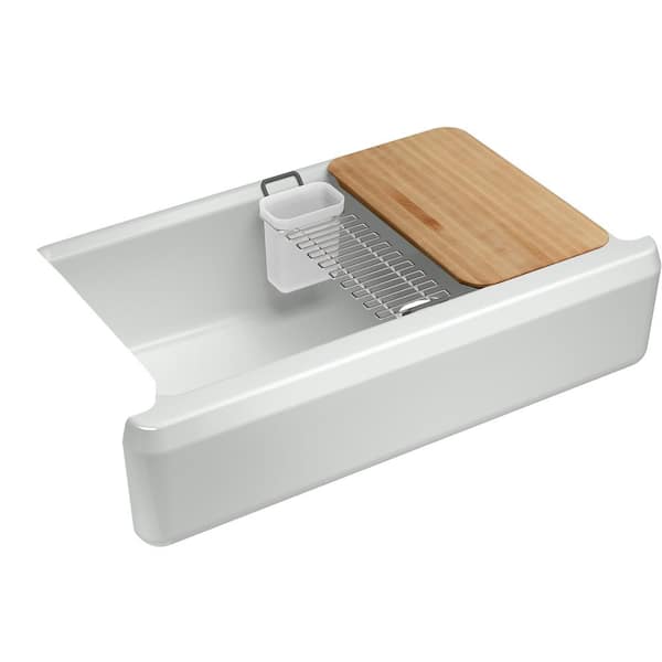 KOHLER Riverby Ice Grey Cast Iron 35.6875 in. Single Bowl Farmhouse Apron Kitchen Sink