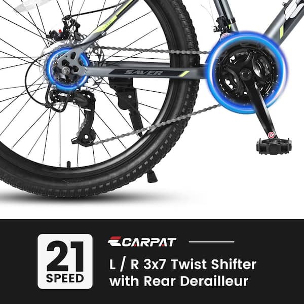 24 Gray Girls and Boys Shimano 21-Speed Mountain Bike with