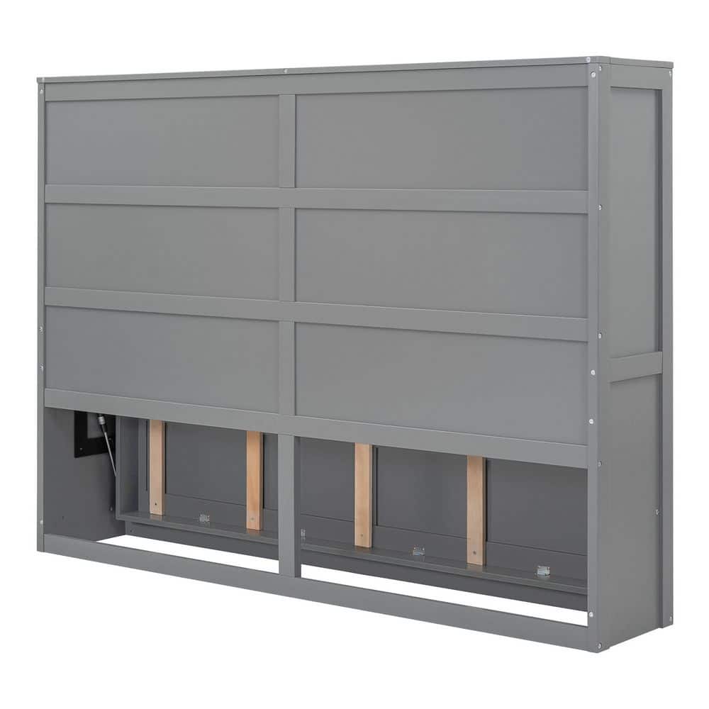 Gray Wood Frame Queen Murphy Bed - thumbnail 7