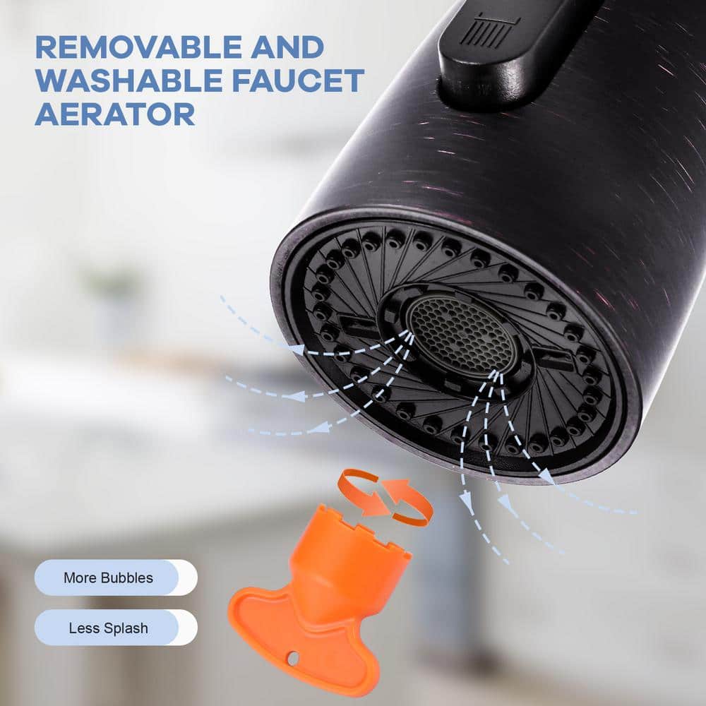 Oil Rubbed Bronze 3-Function Pull Down Kitchen Faucet Spray Head
