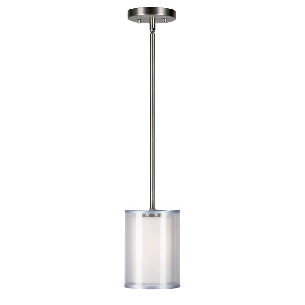Shaw 1-Light Brushed Nickel Pendant with Satin Opal Glass