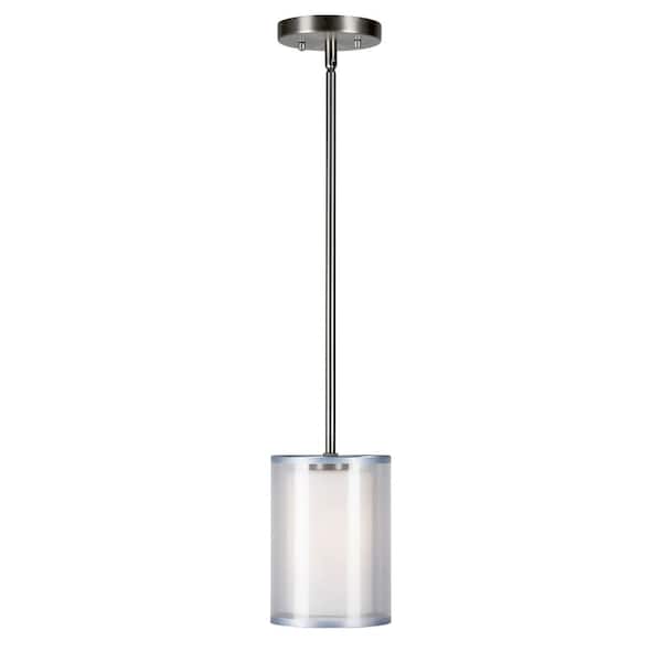 Unbranded Shaw 1-Light Brushed Nickel Pendant with Satin Opal Glass