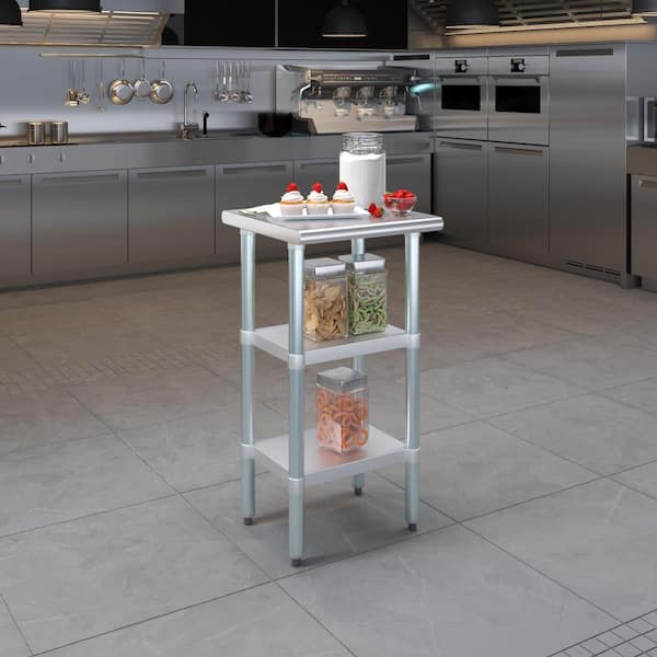 18 in. x 18 in. Stainless Steel Table With Two Undershelves