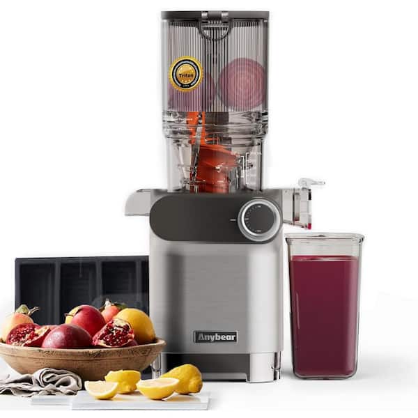 Cold Press Juicer, 200W Masticating Slow Juicer 4.3 in. Feed Chute Fit Whole Fruits Vegetables Easy to Clean with Brush