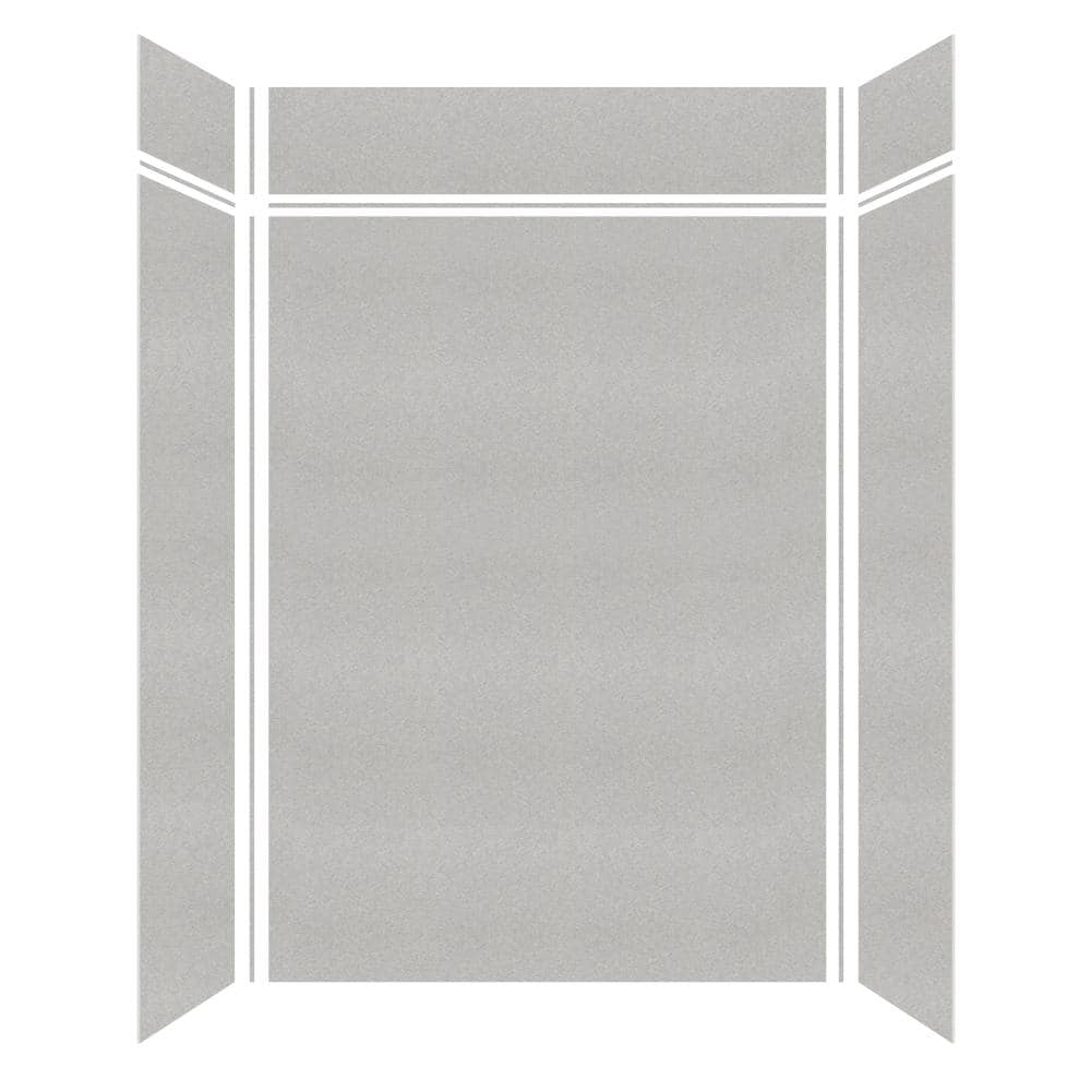 Saramar 60 in. W x 96 in. H x 36 in. D 6-Piece Glue to Wall Alcove Shower Wall Kit with Extension in Grey Beach Velvet price history on PriceWatchPro