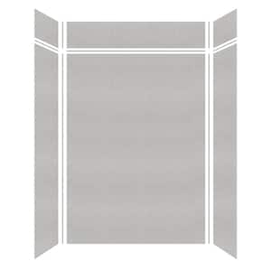 Saramar 60 in. W x 96 in. H x 36 in. D 6-Piece Glue to Wall Alcove Shower Wall Kit with Extension in Grey Beach Velvet