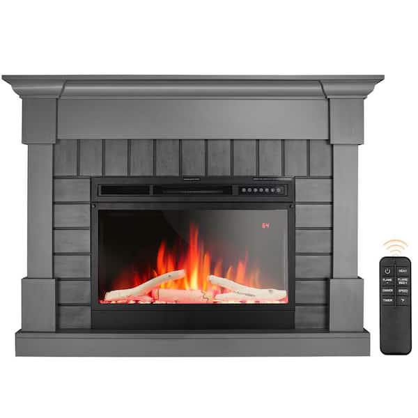 50 in. Freestanding Wood Frame Electric Fireplace in Grey