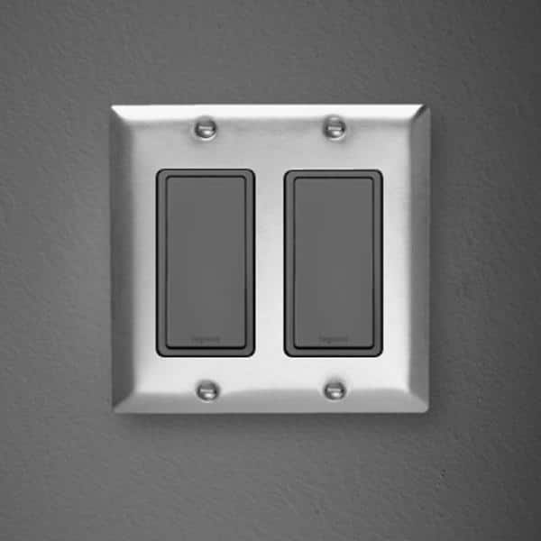 Pass & Seymour 302/304 S/S 2 Gang 2 Decorator/Rocker Oversized Wall Plate, Stainless Steel (1-Pack)