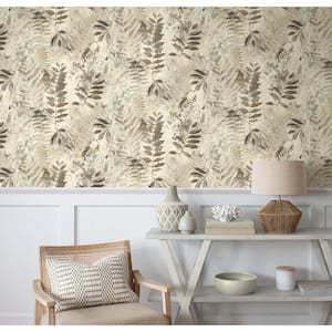 Fern Memory Botanical Latte Vinyl Peel and Stick Wallpaper Roll (Covers 30.75 sq. ft.)