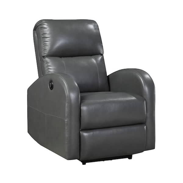 Lazzara Sonata Gray Faux Leather Upholstered Power Recliner