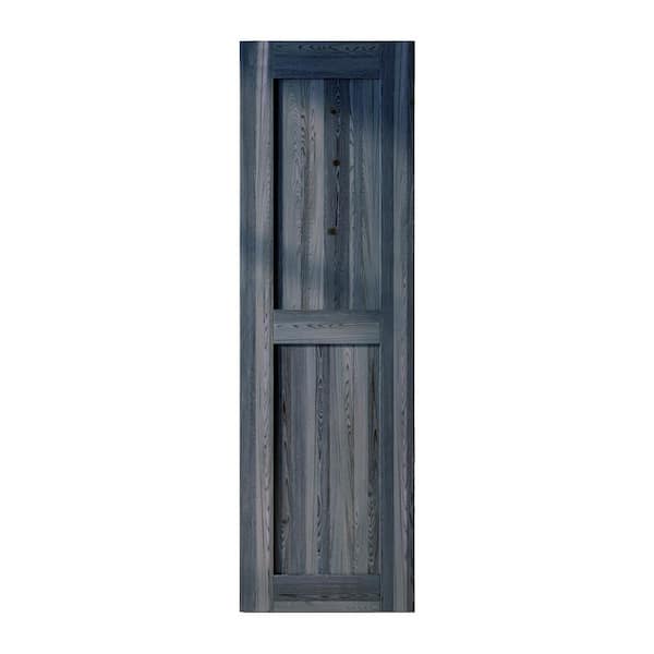 HOMACER 22 in. x 84 in. H-Frame Navy Solid Natural Pine Wood Panel Interior Sliding Barn Door Slab with H-Frame