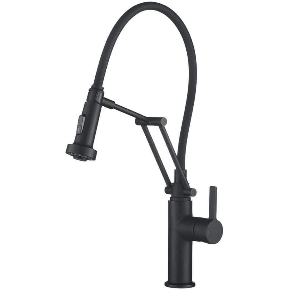 20.07 in. H Single Hole 1.8 GPM Pull Down Sprayer Kitchen Faucet with 360° Spout Swivel in Matte Black price history on PriceWatchPro
