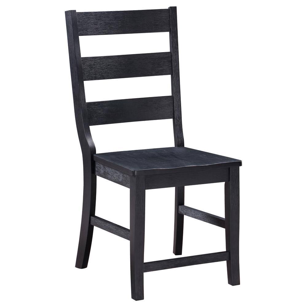 Black High Ladderback Rustic Wood Side Chair Set