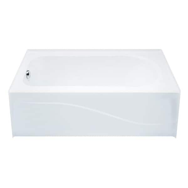 Aquatic 6030AIS 60in. Soaking Bathtub Acrylic Right Drain in White Rectangular Alcove