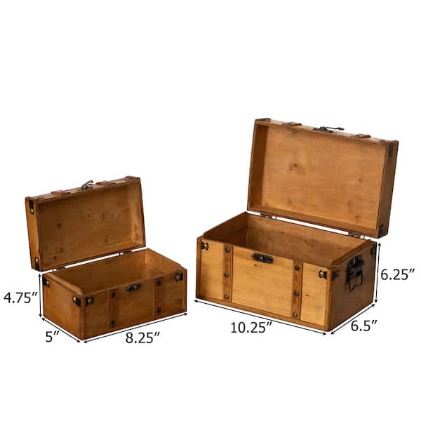 Vintiquewise Farmhouse Antique-Style Wood Treasure Chest with