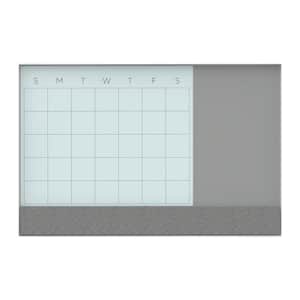 35 in. L x 23 in W. White Aluminum Frame 3N1 Glass Dry Erase Memo Board