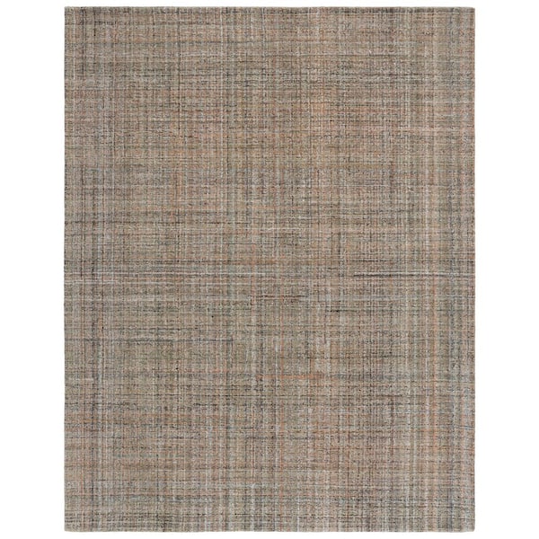 Abstract 8 ft. x 10 Brown/Green Solid Color Area Rug