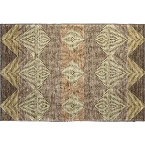 Mayfield Premium Machine Washable Abstract AMF2545 Chocolate 2 ft. x 3 ft. Accent Rug