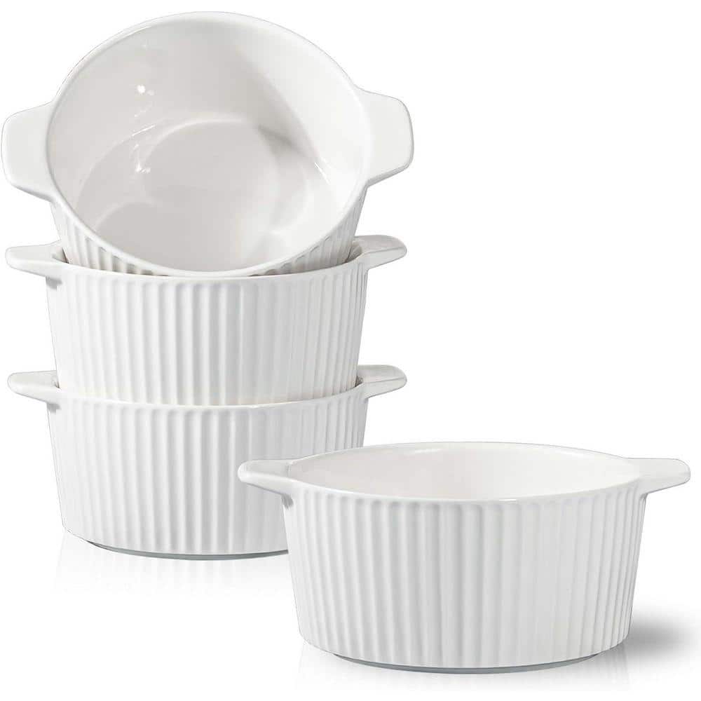 JFVKAF 4-Pack White Ceramic Ramekins with Handles Heat-Resistant ...