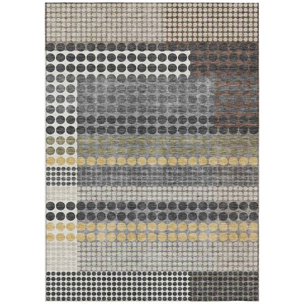 Chantille Machine Washable Indoor/Outdoor Abstract ACN2445 Black 8 ft. x 10 ft. Area Rug