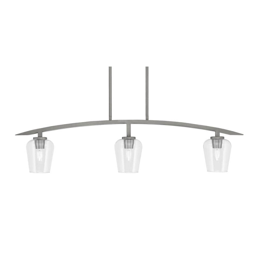 Siena 41 in. 3-Light Graphite Chandelier with 5 in. Clear Bubble Glass Shad