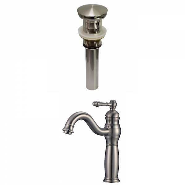 Unbranded Roxy Single Handle High Arc Single Hole Bathroom Faucet with Deckplate Included in Nickel 3.2 in. W 16GS-29480