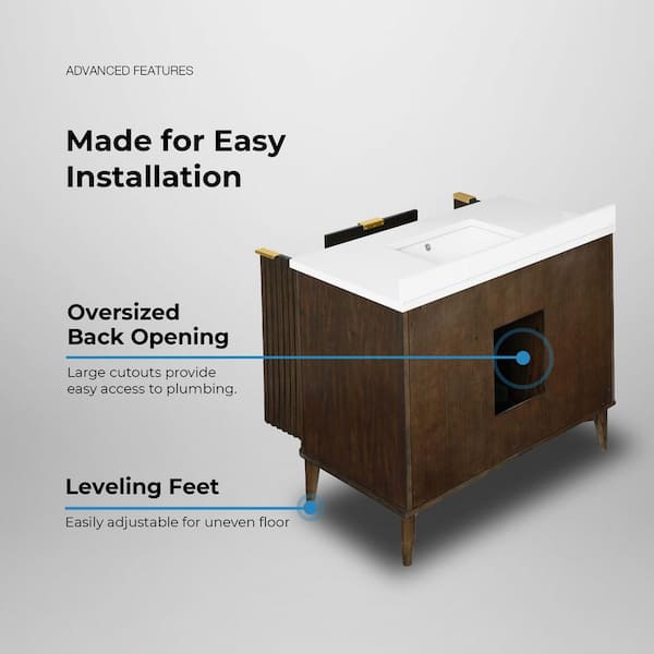 OVE Decors Gabi 42 in. Single Sink Dark Walnut Bath Vanity with