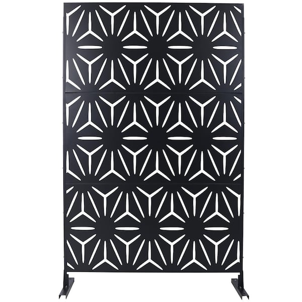 ITOPFOX Elegant 48 x 76 in. Outdoor and Indoor Privacy Screen Metal, Freestanding Decorative Privacy Fence Panels in Black