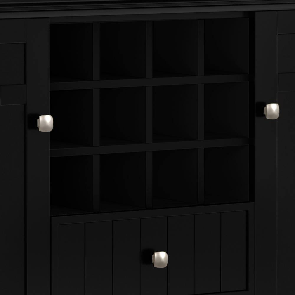 Bedford Black Solid Wood 54" Sideboard Buffet with Wine Rack