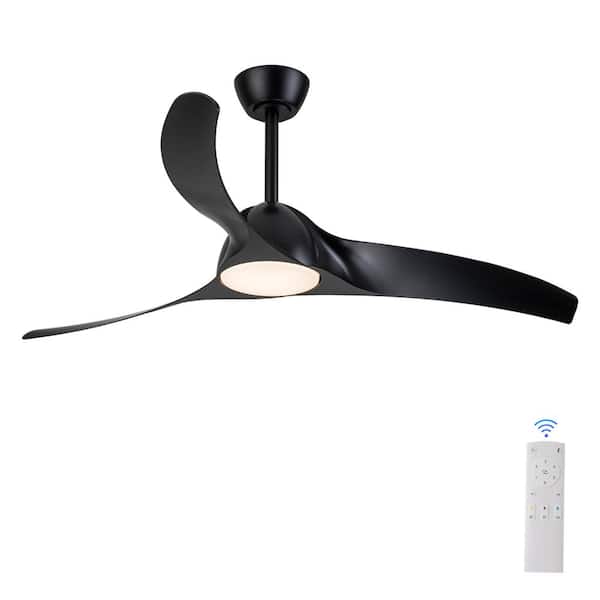 C Cattleya 52in. 3-Blades Black Dimmable Changeable 3000K/4000K/5000K LED Indoor Ceiling Fan with Remote Included