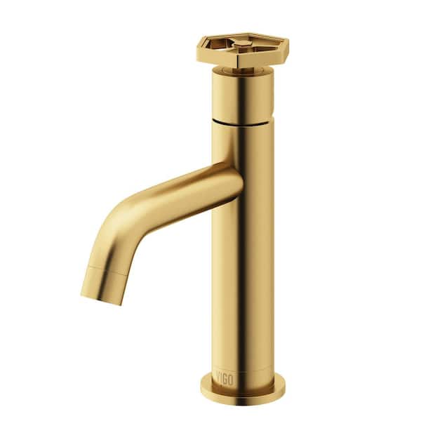 VIGO Ruxton Single Handle Single-Hole Bathroom Faucet in Matte Brushed Gold