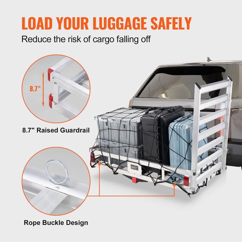 VEVOR Aluminum Hitch Cargo Carrier with Folding Ramp for Vans and Trucks